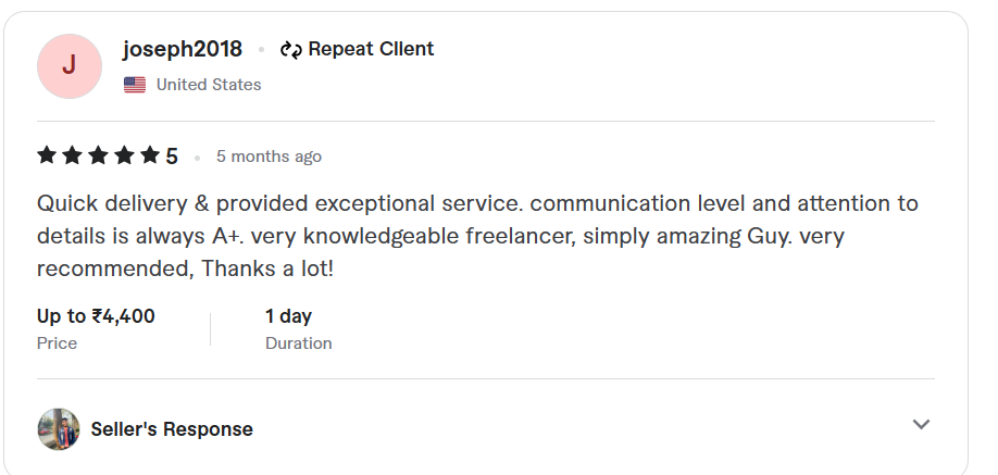 Fiverr Client Review 2