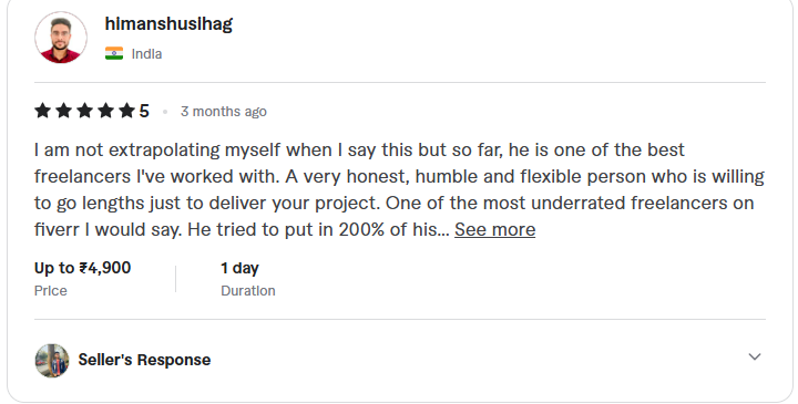 Fiverr Client Review 3
